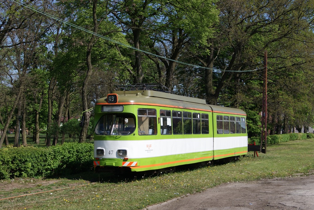 Лодзь, Duewag GT6 № 47; Лодзь — Конечные станции и разворотные кольца; Лодзь — Пригородные трамваи — Константынув Лудзки