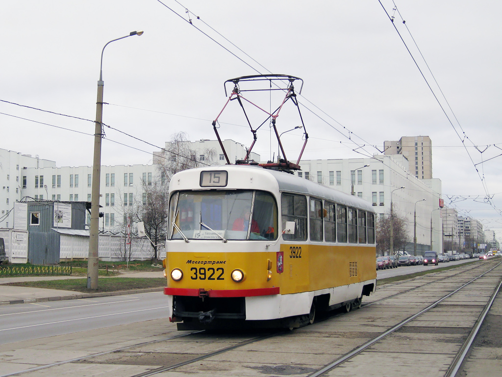 Москва, Tatra T3SU № 3922