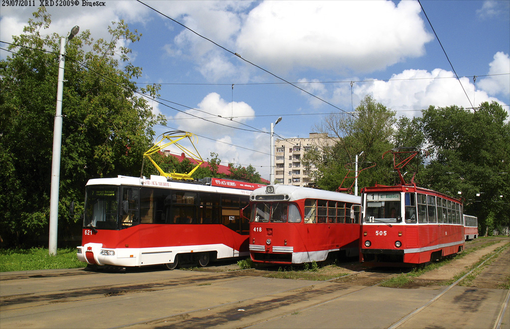 Витебск, БКМ 62103 № 621; Витебск, РВЗ-6М2 № 418; Витебск, 71-605А № 505