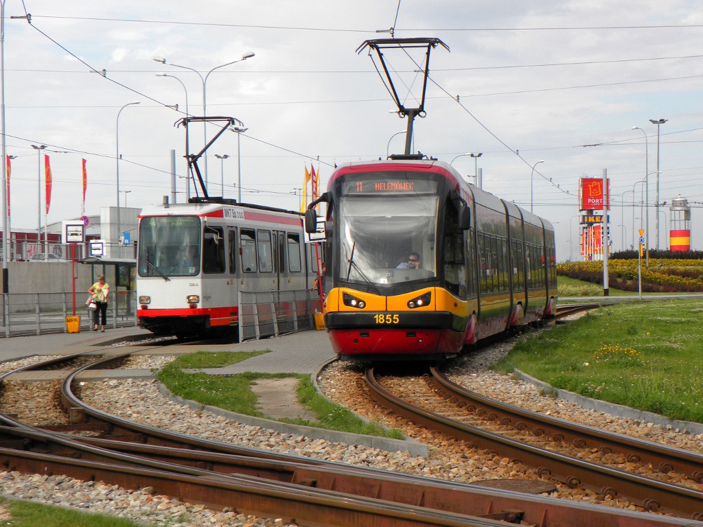 Лодзь, PESA Tramicus 122N № 1855; Лодзь — Конечные станции и разворотные кольца