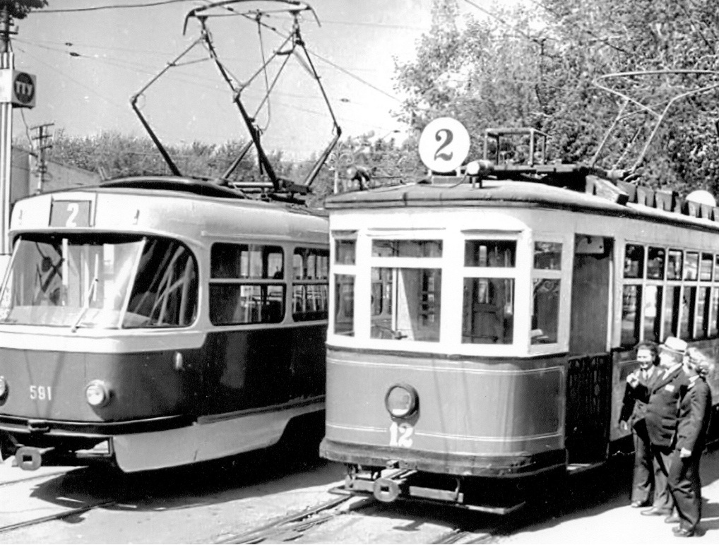 Samara, Tatra T3SU (2-door) Nr. 591; Samara, HK Nr. 12; Samara — Gorodskoye tramway depot; Samara — Historical photos — Tramway and Trolleybus (1942-1991)