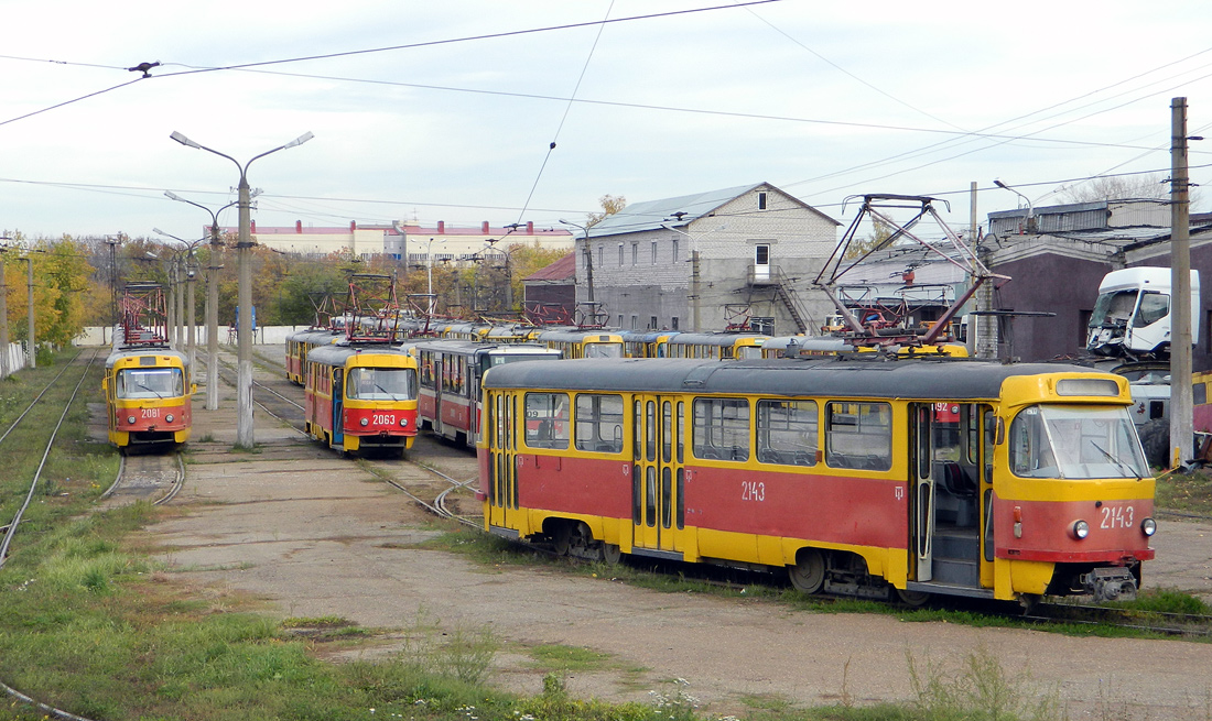 Уфа, Tatra T3D № 2143; Уфа, Tatra T3SU № 2081; Уфа, Tatra T3SU № 2063; Уфа — Покатушки 11.10.2011; Уфа — Трамвайное депо № 2 (ранее № 3)