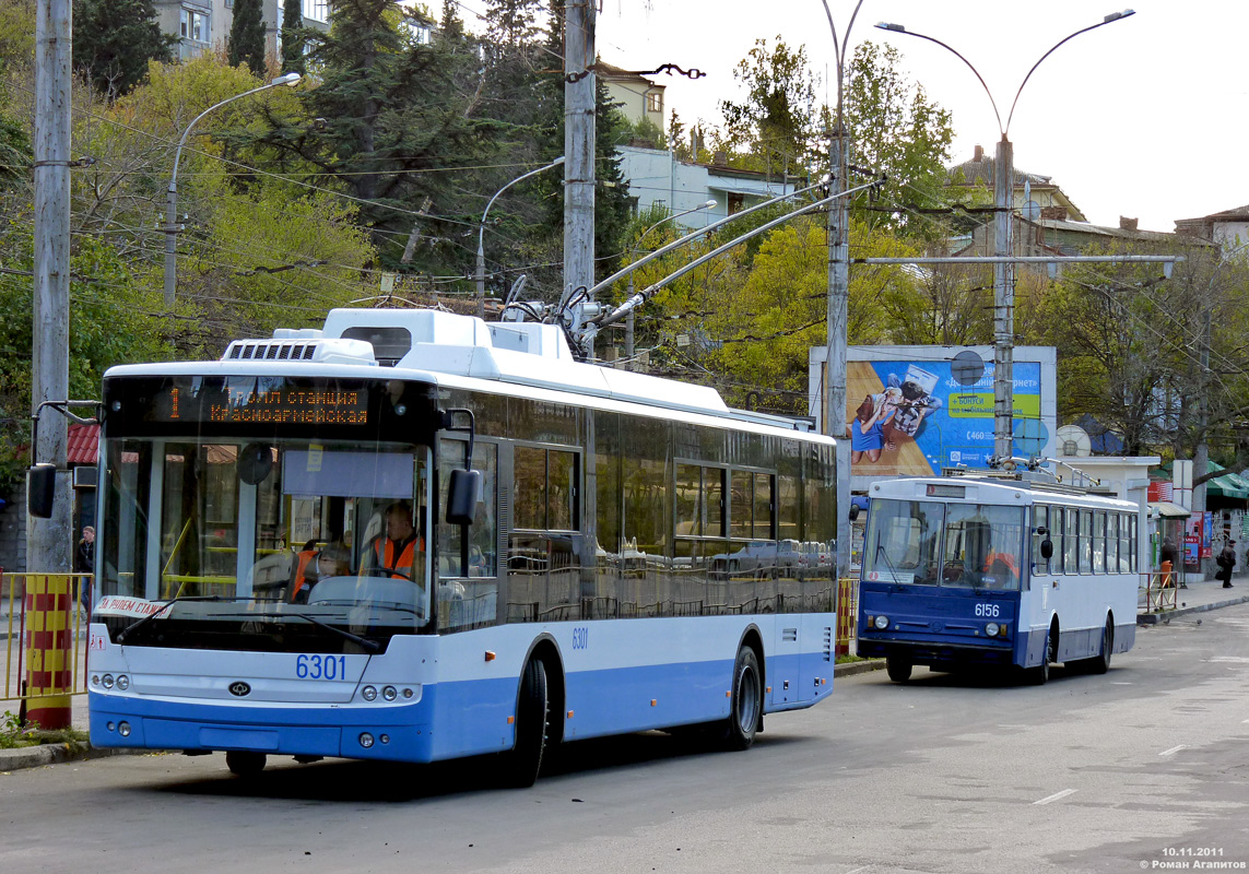 Крымский троллейбус, Богдан Т70110 № 6301; Крымский троллейбус, Škoda 14Tr11/6 № 6156
