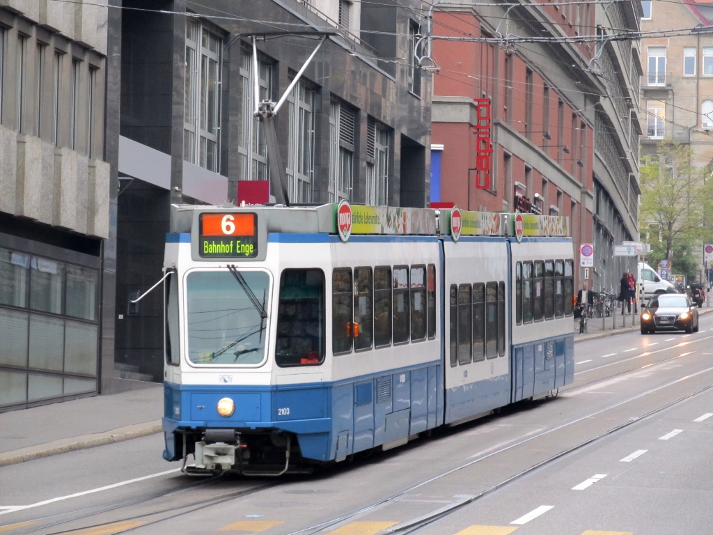 Цюрих, SWP/SIG/ABB Be 4/8 "Tram 2000 Sänfte" № 2103