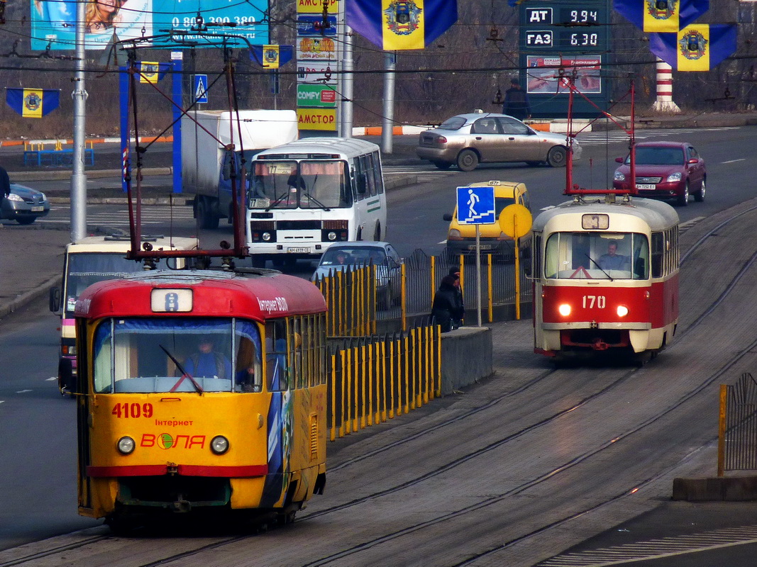 Донецк, Tatra T3SU № 4109; Донецк, Tatra T3SU № 170