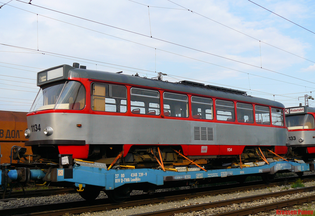 София, Tatra T4DC № 1134; София — Доставка и разтоварване на T4D-C от Хале — юли 2011 г.
