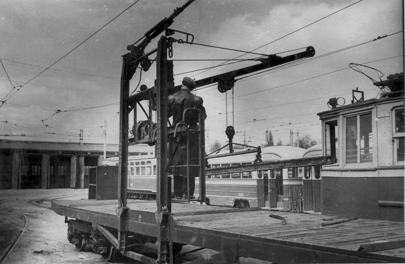 Одесса, Четырёхосный моторный вагон № б/н; Одесса — Исторические фотографии: трамвай; Одесса — Трамвайное депо № 1 и ОРЗЭТ