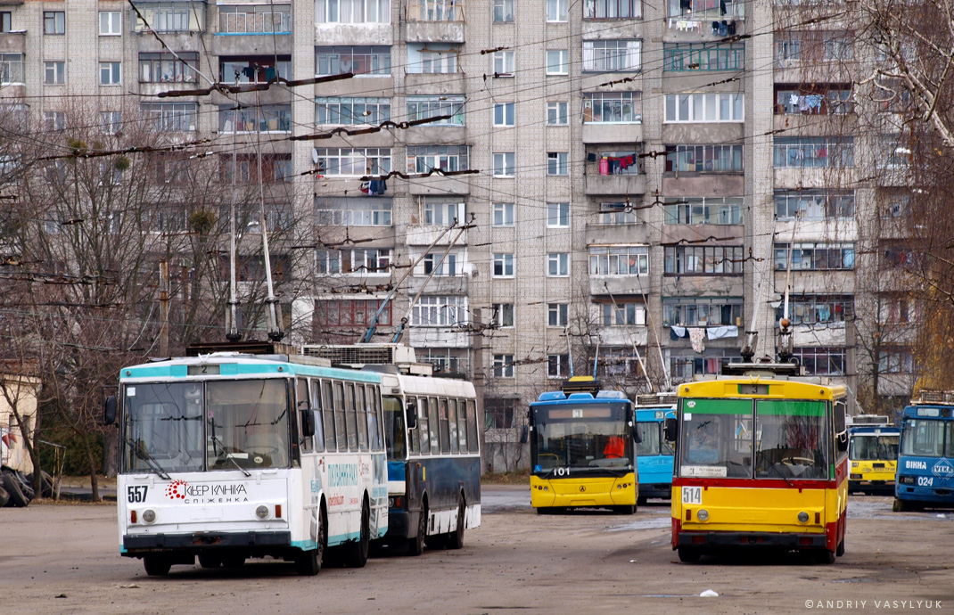Львов, Škoda 14Tr89/6 № 557; Львов, Škoda 14Tr02/6 № 514