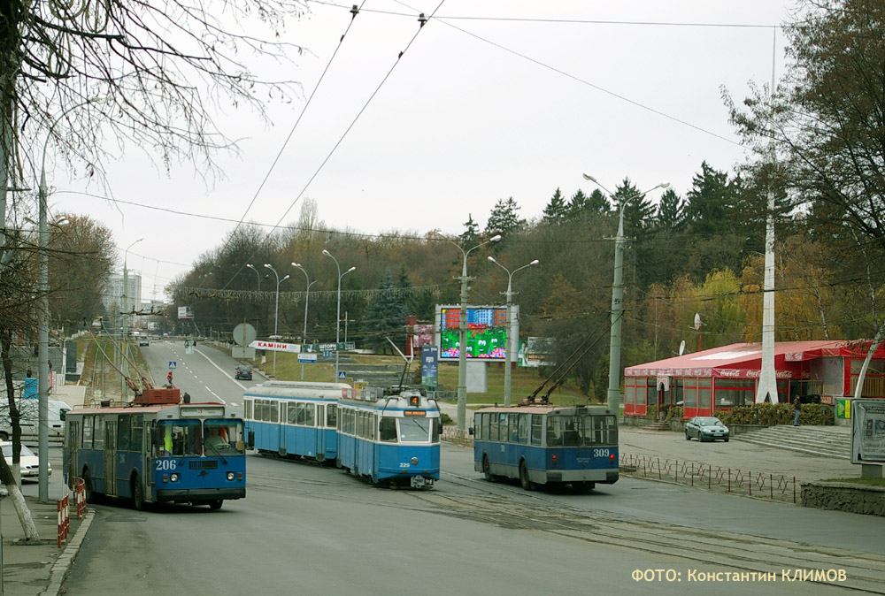 Винница, ЗиУ-682Г-016 (012) № 206; Винница, SWS/MFO Be 4/4 "Karpfen" № 229; Винница, ЗиУ-682В-013 [В0В] № 309