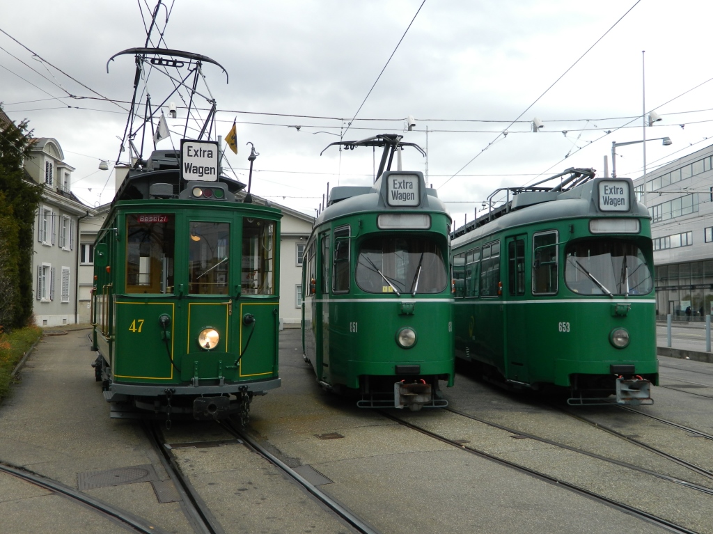 Базель, SIG/S&H Ce 2/2 № 47; Базель, Duewag GT6 № 651; Базель, Duewag GT6 № 653