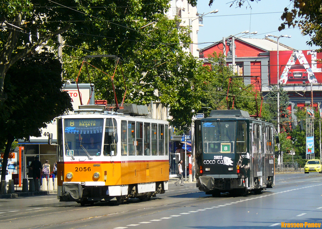 Sofia, Tatra T6A2SF № 2056; Sofia, Tatra T6A2B № 2022 Sofia, Tatra T6A2SF № 2056; Sofia, Tatra T6A2B № 2022