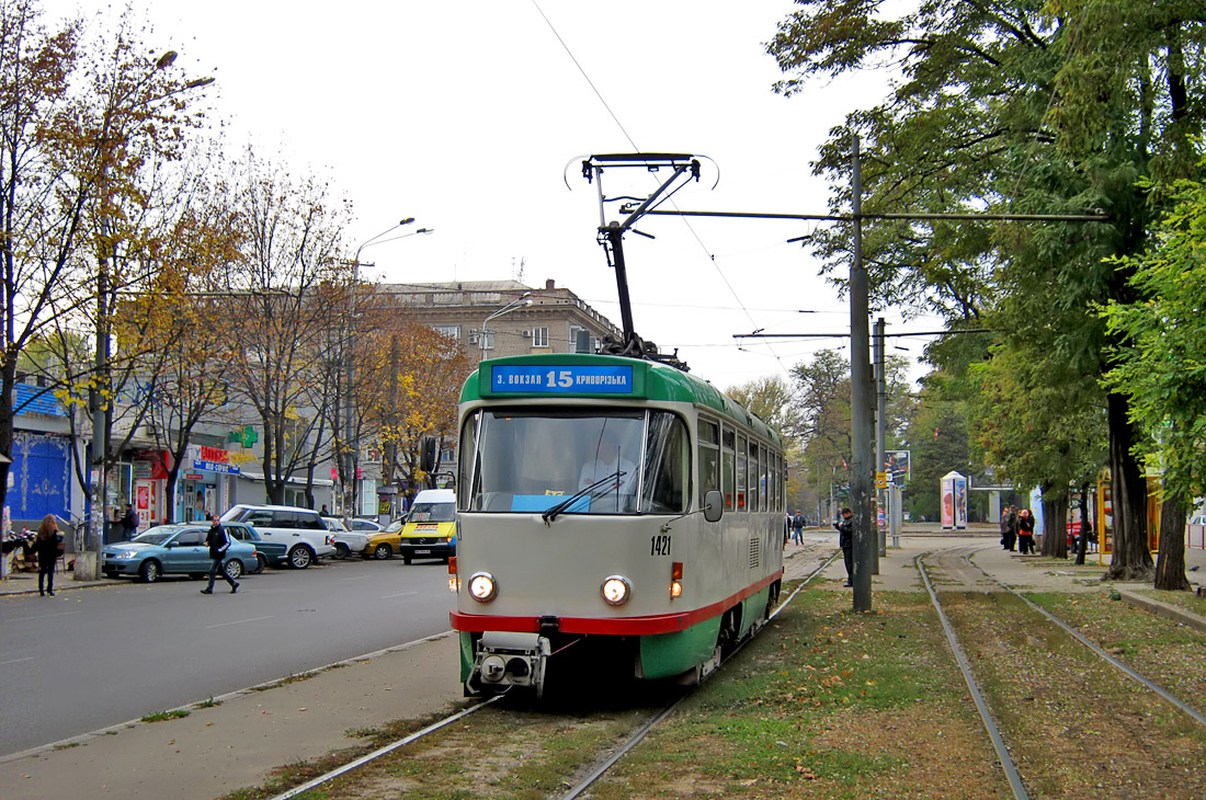 Днепр, Tatra T4DM № 1421; Днепр — Прогулка на Tatra T4DM (05.11.2011)