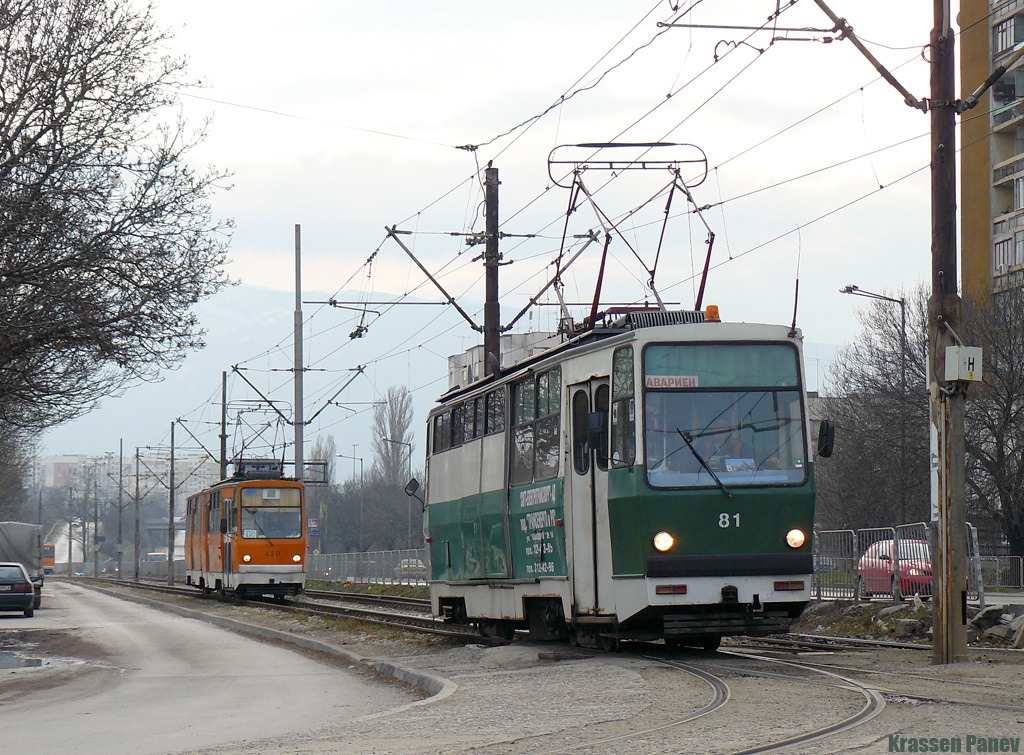 София, Т6М-400 (София-100) № 429; София, Т4М-81 № 81