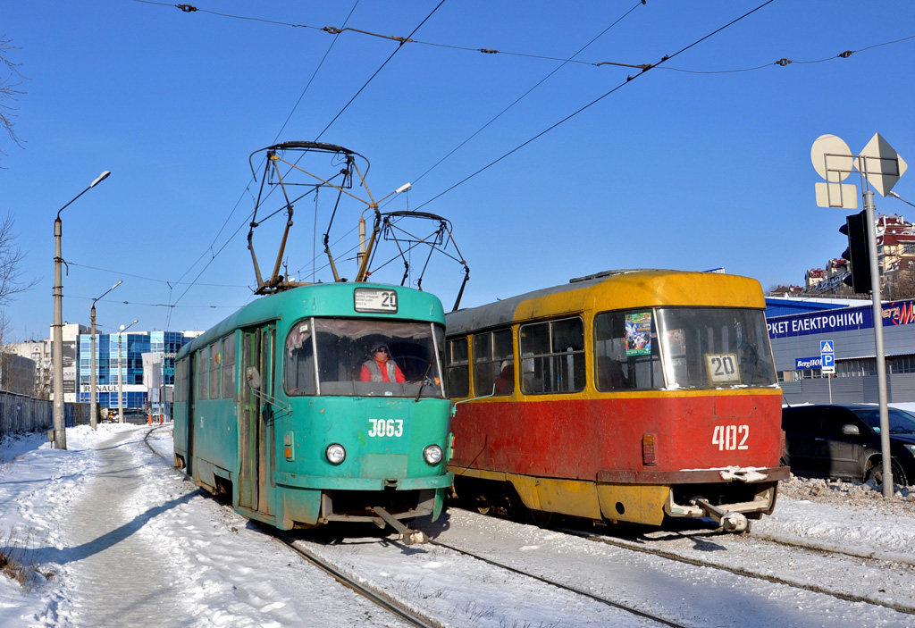 Харків, Tatra T3SU № 3063; Харків, Tatra T3SU № 402