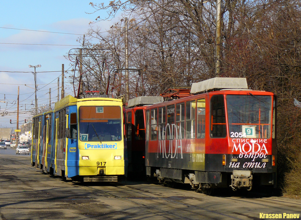 Sofia, T8M-900M # 917; Sofia, Tatra T6A2SF # 2054 Sofia, T8M-900M # 917; Sofia, Tatra T6A2SF # 2054