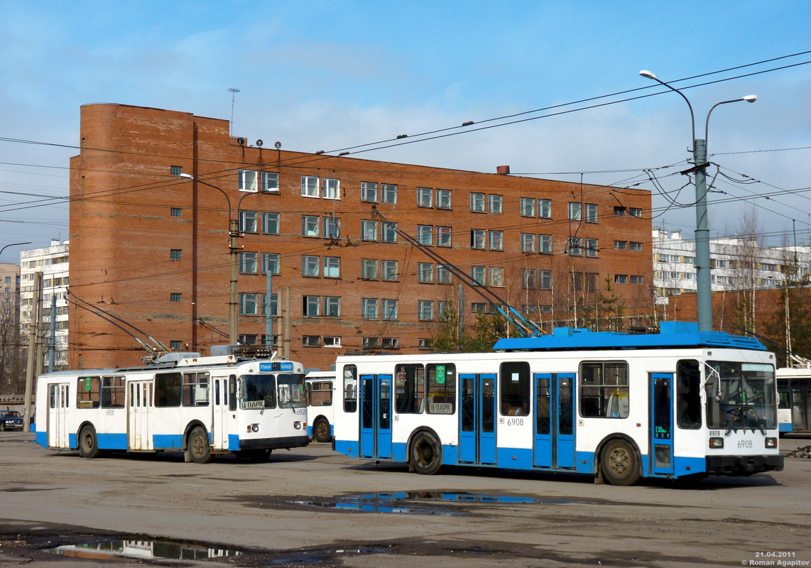 სანქტ-პეტერბურგი, PTZ-5283 № 6908; სანქტ-პეტერბურგი, ZiU-682V [V00] № 6520