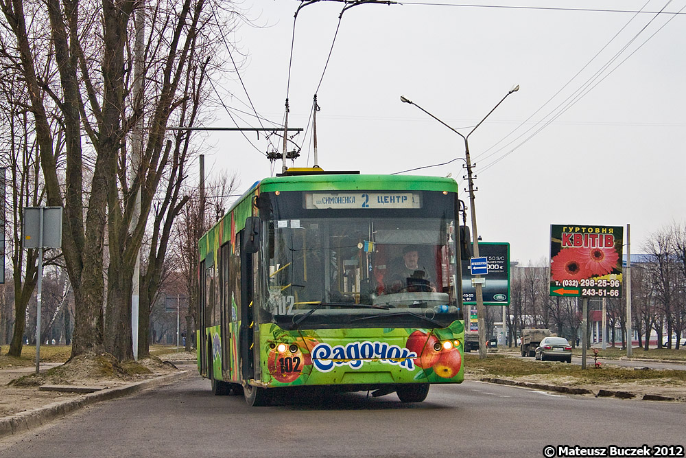 Львів, ЛАЗ E183D1 № 102 Львів, ЛАЗ E183D1 № 102