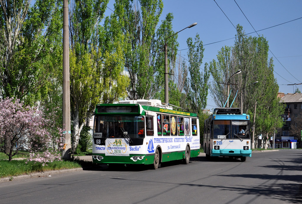 Bachmutas, Dnipro E187 nr. 168; Bachmutas, YMZ T1R (Т2P) nr. 201; Bachmutas — Transport trip 29th April 2012