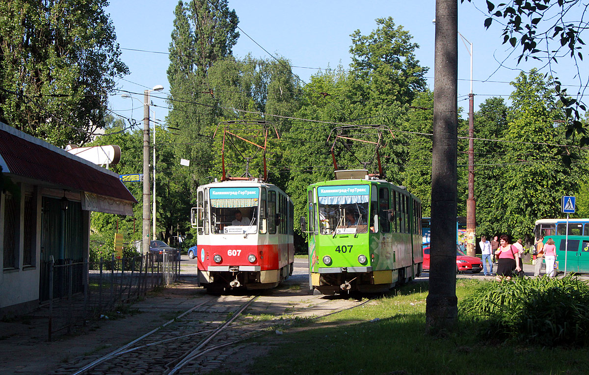 Kaliningrad, Tatra KT4D Nr. 607; Kaliningrad, Tatra KT4SU Nr. 407