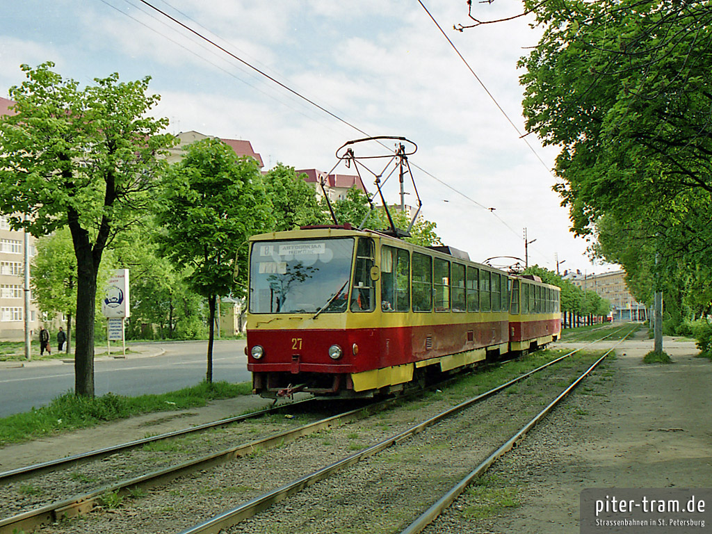 Тверь, Tatra T6B5SU № 27; Тверь — Тверской трамвай на рубеже XX и XXI вв. (2000 — 2001 гг.); Тверь — Трамвайные линии: Центральный район
