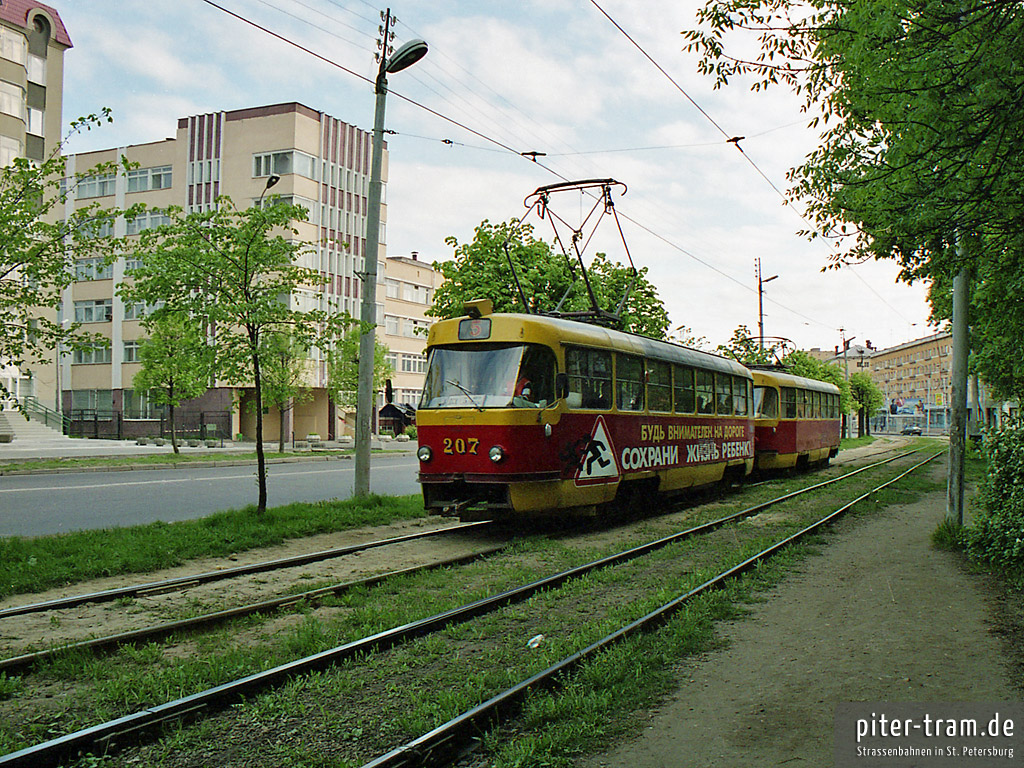 Тверь, Tatra T3SU № 207; Тверь — Тверской трамвай на рубеже XX и XXI вв. (2000 — 2001 гг.); Тверь — Трамвайные линии: Центральный район