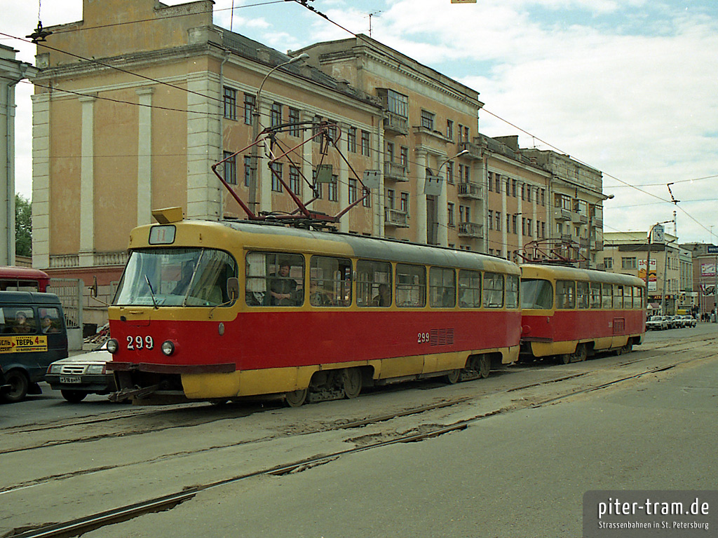Тверь, Tatra T3SU № 299; Тверь — Тверской трамвай на рубеже XX и XXI вв. (2000 — 2001 гг.); Тверь — Трамвайные линии: Центральный район