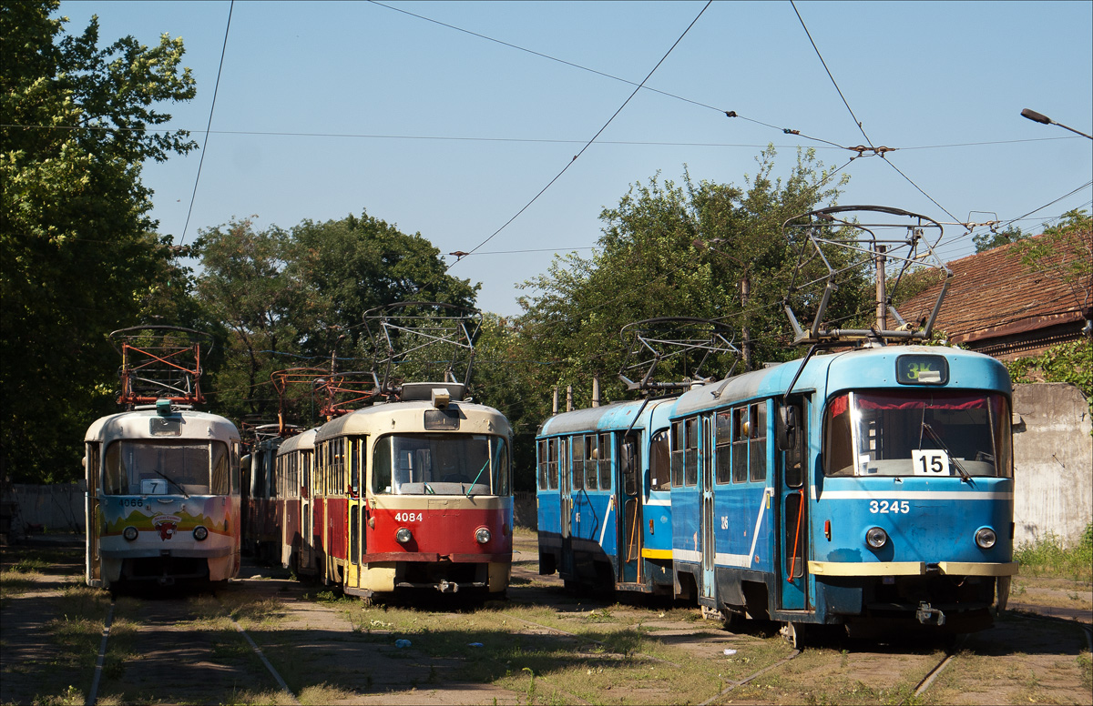 Одесса, Tatra T3SU № 4066; Одесса, Tatra T3SU № 4084; Одесса, Tatra T3R.P № 3245; Одесса — Трамвайное депо № 2