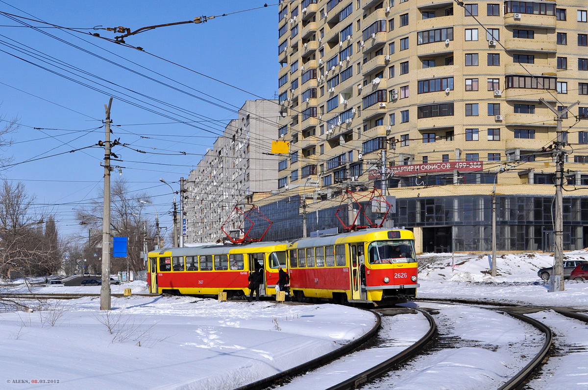 Volgograd, Tatra T3SU (2-door) № 2626; Volgograd, Tatra T3SU (2-door) № 2627 Volgograd, Tatra T3SU (2-door) № 2626; Volgograd, Tatra T3SU (2-door) № 2627