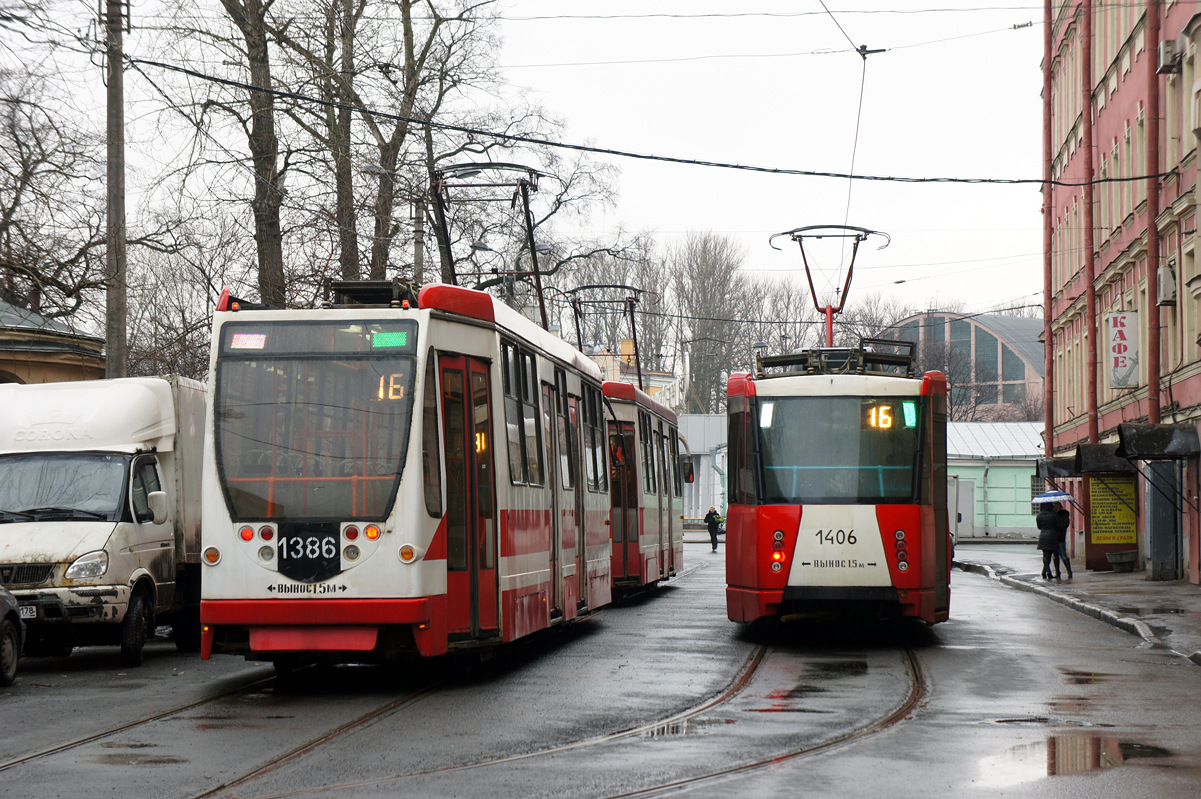 Санкт-Петербург, 71-134А (ЛМ-99АВН) № 1386; Санкт-Петербург, 71-153 (ЛМ-2008) № 1406 Санкт-Петербург, 71-134А (ЛМ-99АВН) № 1386; Санкт-Петербург, 71-153 (ЛМ-2008) № 1406
