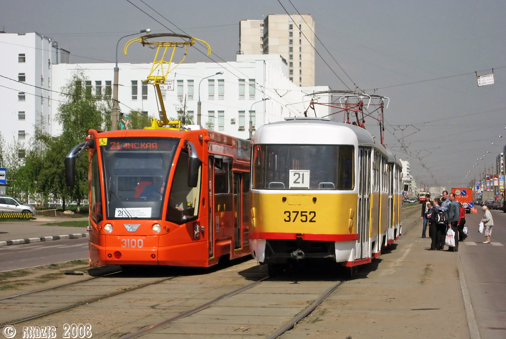 Moscow, 71-630 # 3100; Moscow, Tatra T3SU # 3752