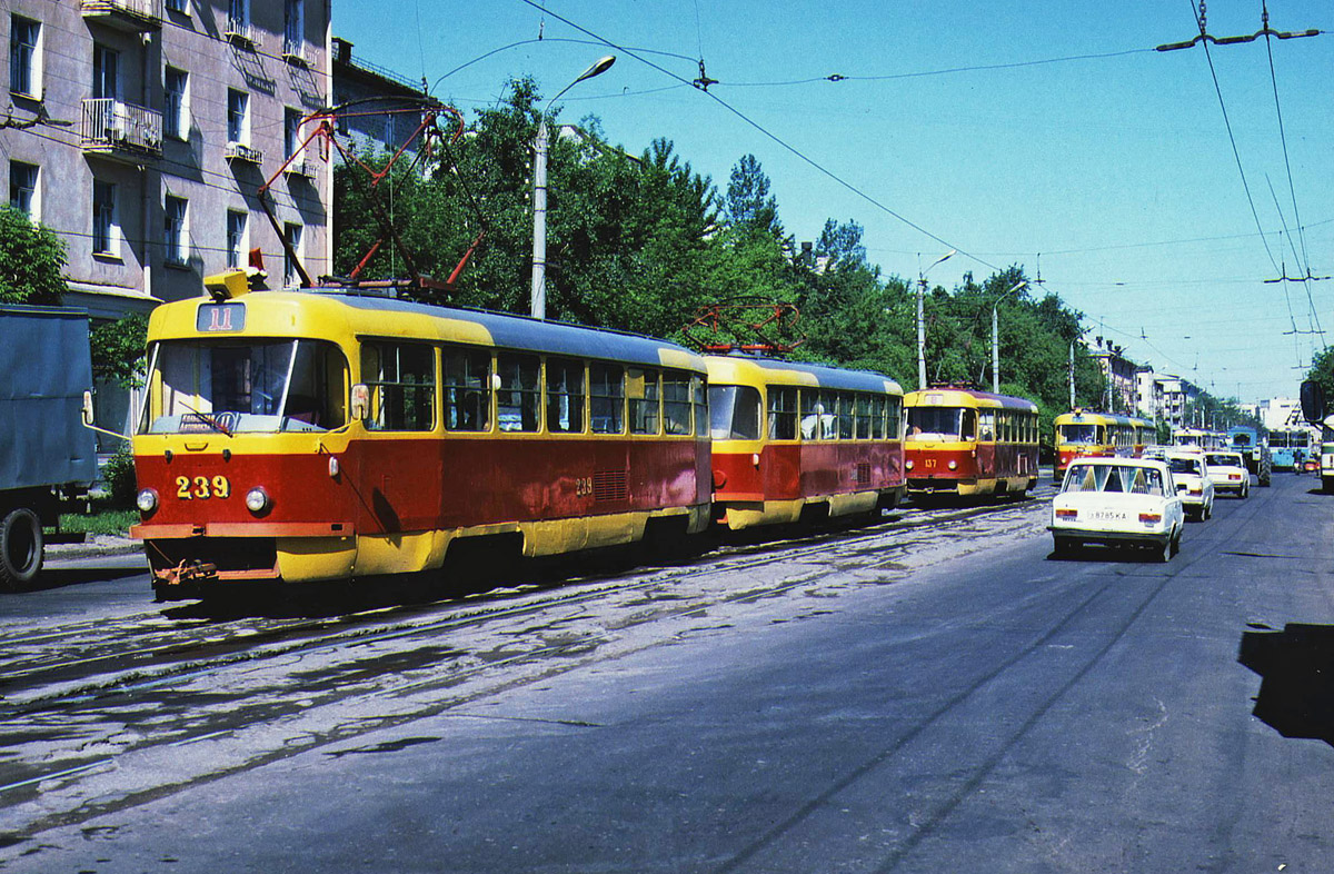 Tver, Tatra T3SU № 239; Tver — Streetcar lines: Moskovsky District; Tver — Tver streetcar in the 1990s.