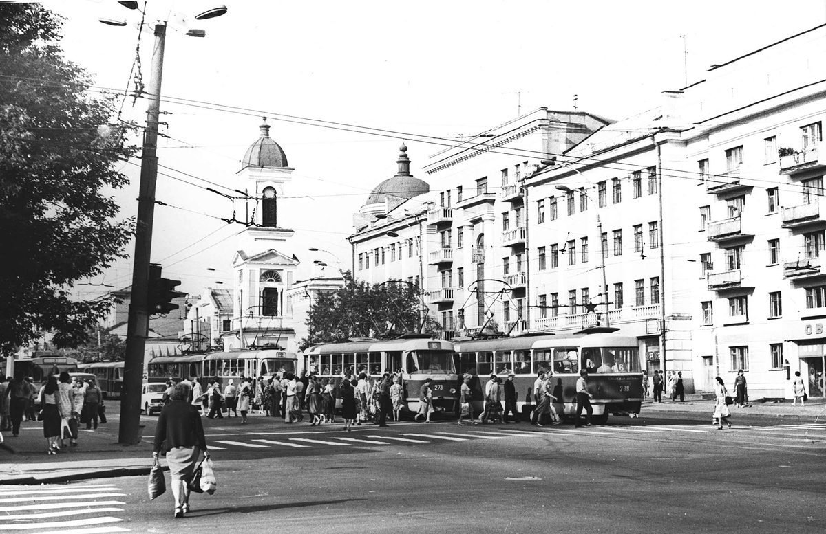 Тверь, Tatra T3SU (двухдверная) № 273; Тверь, Tatra T3SU (двухдверная) № 288; Тверь — Старые фотографии (1917—1991); Тверь — Трамвайные линии: Центральный район