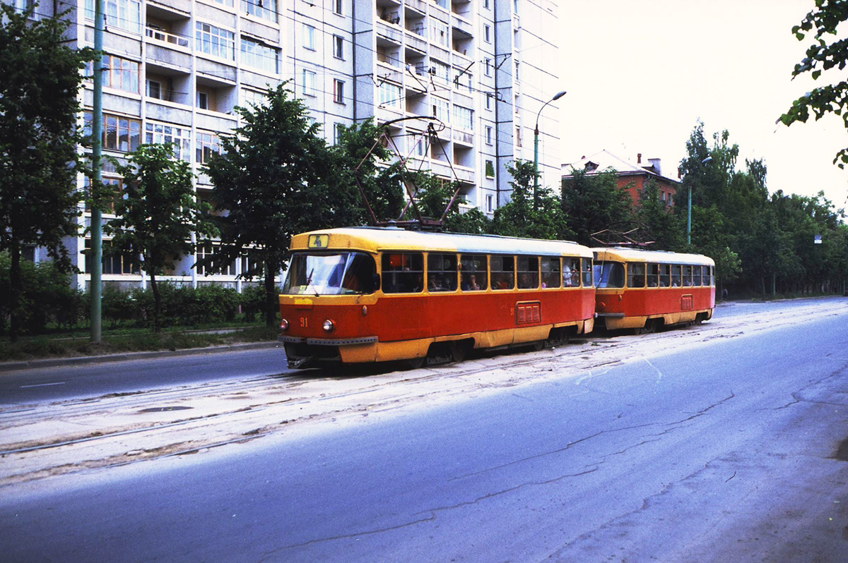 Тверь, Tatra T3SU (двухдверная) № 91; Тверь — Тверской трамвай в 1990-е гг.; Тверь — Трамвайные линии: Заволжский район