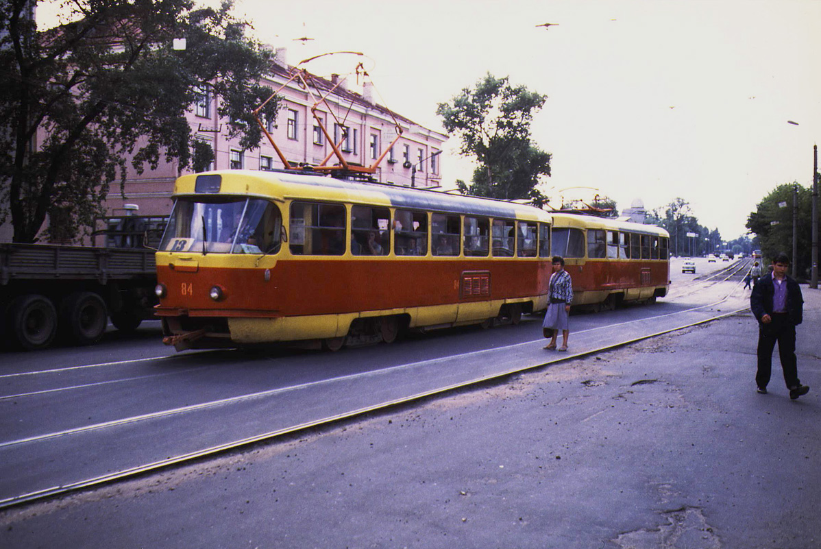 Тверь, Tatra T3SU (двухдверная) № 84; Тверь — Тверской трамвай в 1990-е гг.; Тверь — Трамвайные линии: Центральный район