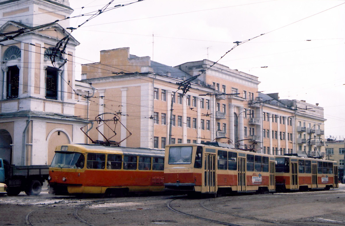 Тверь, Tatra T3SU (двухдверная) № 76; Тверь, Tatra T6B5SU № 3; Тверь — Тверской трамвай в 1990-е гг.; Тверь — Трамвайные линии: Центральный район