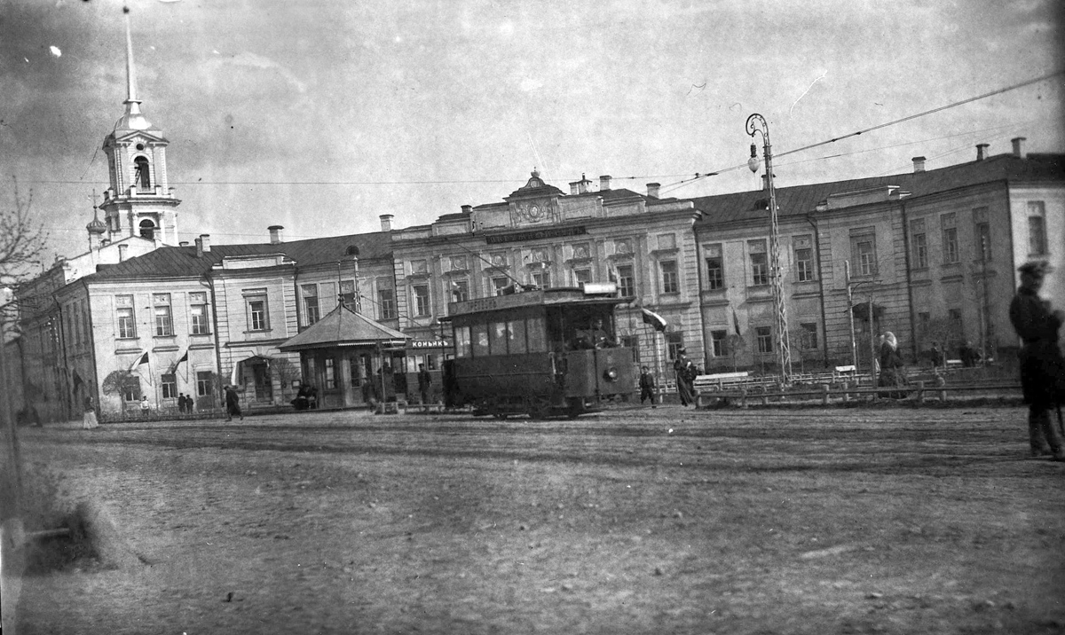 Тверь, Двухосный моторный Brill № 9; Тверь — Старые фотографии (1901—1917); Тверь — Трамвайные линии: Центральный район