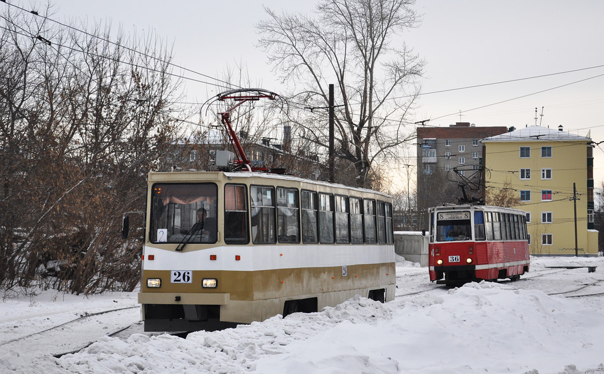 Омск, 71-605ЭП № 26; Омск, 71-605 (КТМ-5М3) № 36