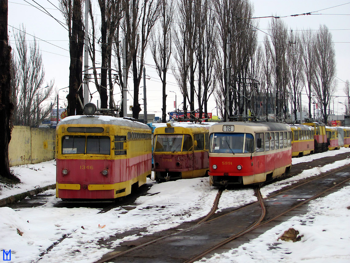 Киев, МТВ-82 № 1346; Киев, Tatra T3SU № 5991