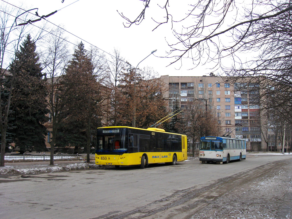 Кривий Ріг, ЛАЗ E183D1 № 650; Кривий Ріг, ЗиУ-682В [В00] № 626