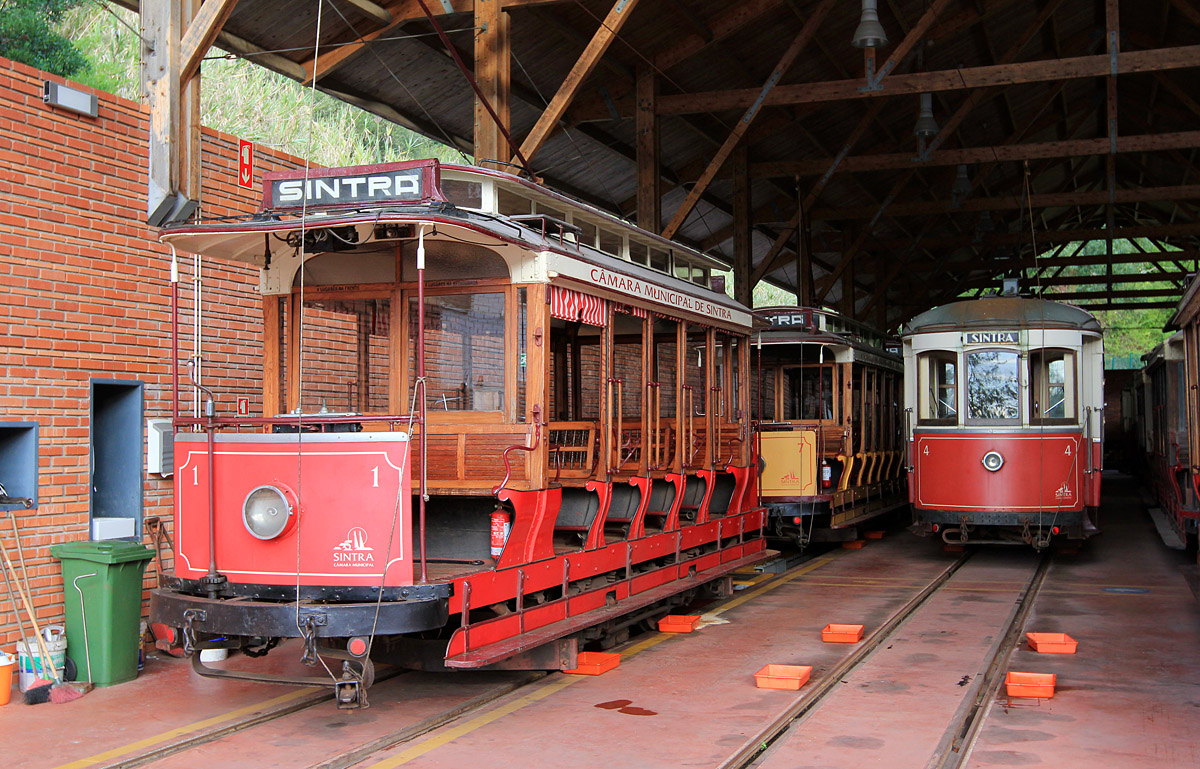 Синтра, Двухосный моторный Brill № 1; Синтра, Двухосный моторный Brill № 7; Синтра, Двухосный моторный вагон № 4; Синтра — Депо Ribeira da Sintra