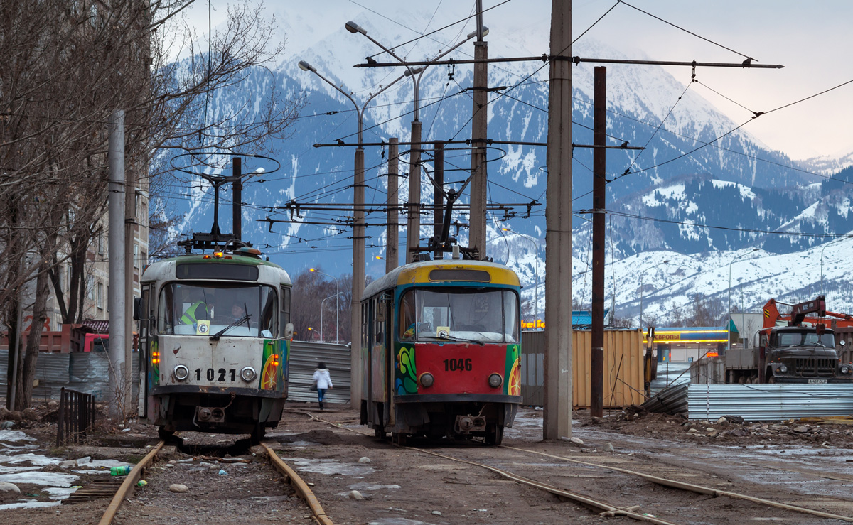 Алматы, Tatra T3DC1 № 1027; Алматы, Tatra T4D № 1046