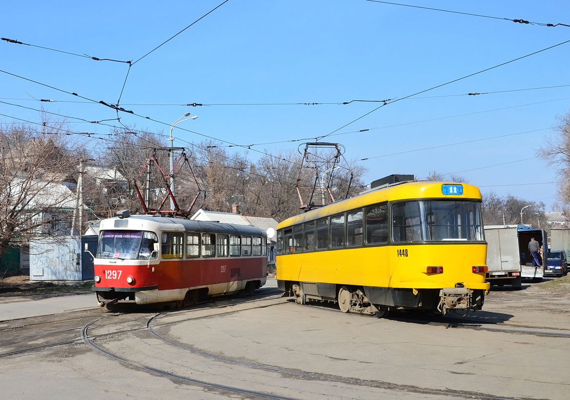 Днепр, Tatra T3SU № 1297; Днепр, Tatra T4D-MT № 1448
