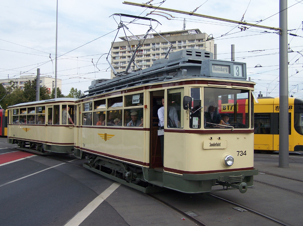 Dresden, Busch 2-axle motor car nr. 734 (201 305); Dresden — 140th anniversary of Dresden trams (29-30.09.2012)