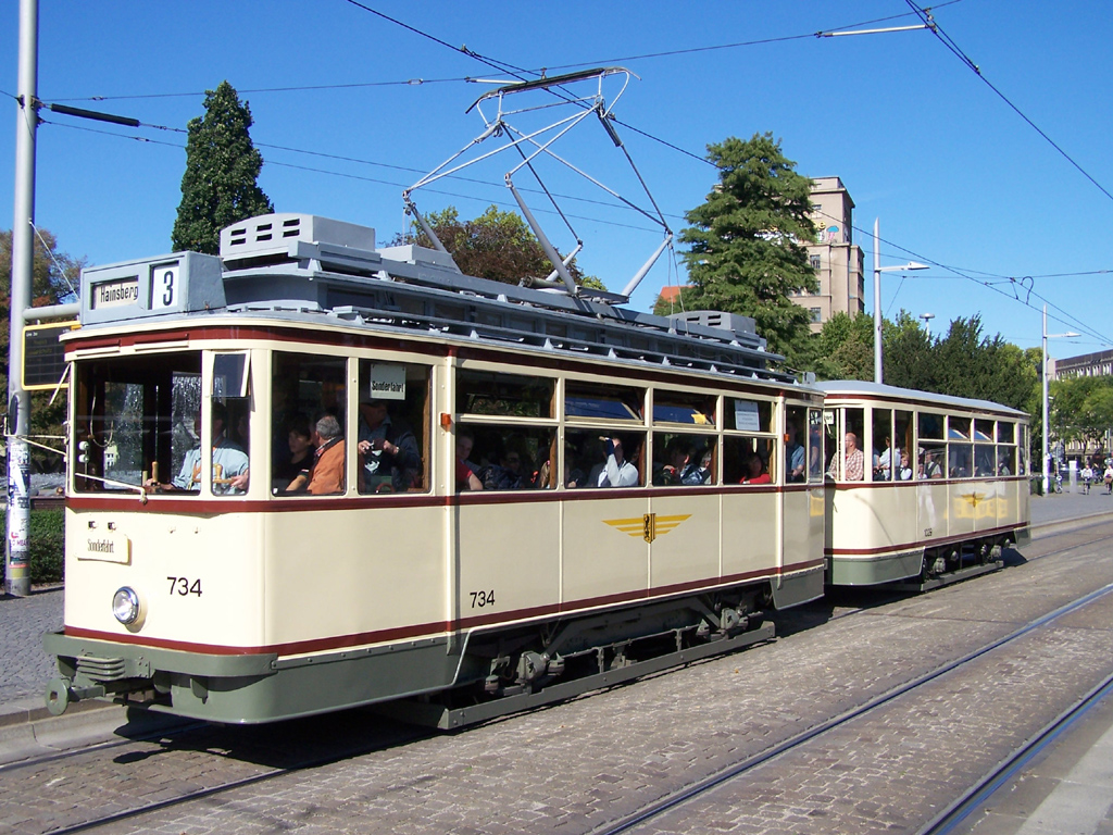 Dresden, Busch 2-axle motor car Nr. 734 (201 305); Dresden — Jubiläum 140 Jahre Dresdner Straßenbahn (29-30.09.2012)
