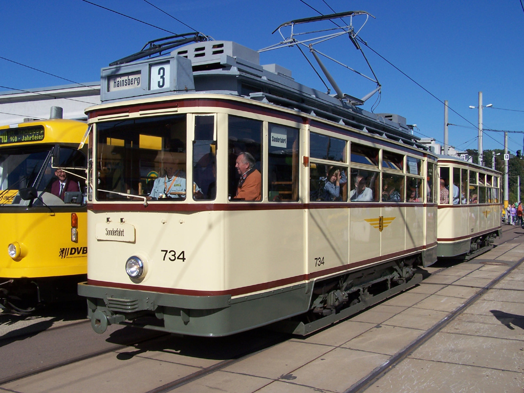 Dresden, Busch 2-axle motor car č. 734 (201 305); Dresden — 140th anniversary of Dresden trams (29-30.09.2012)