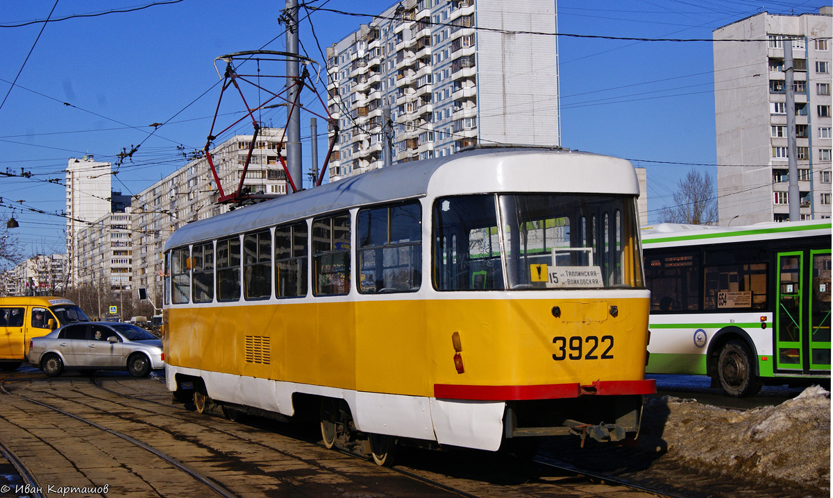Москва, Tatra T3SU № 3922