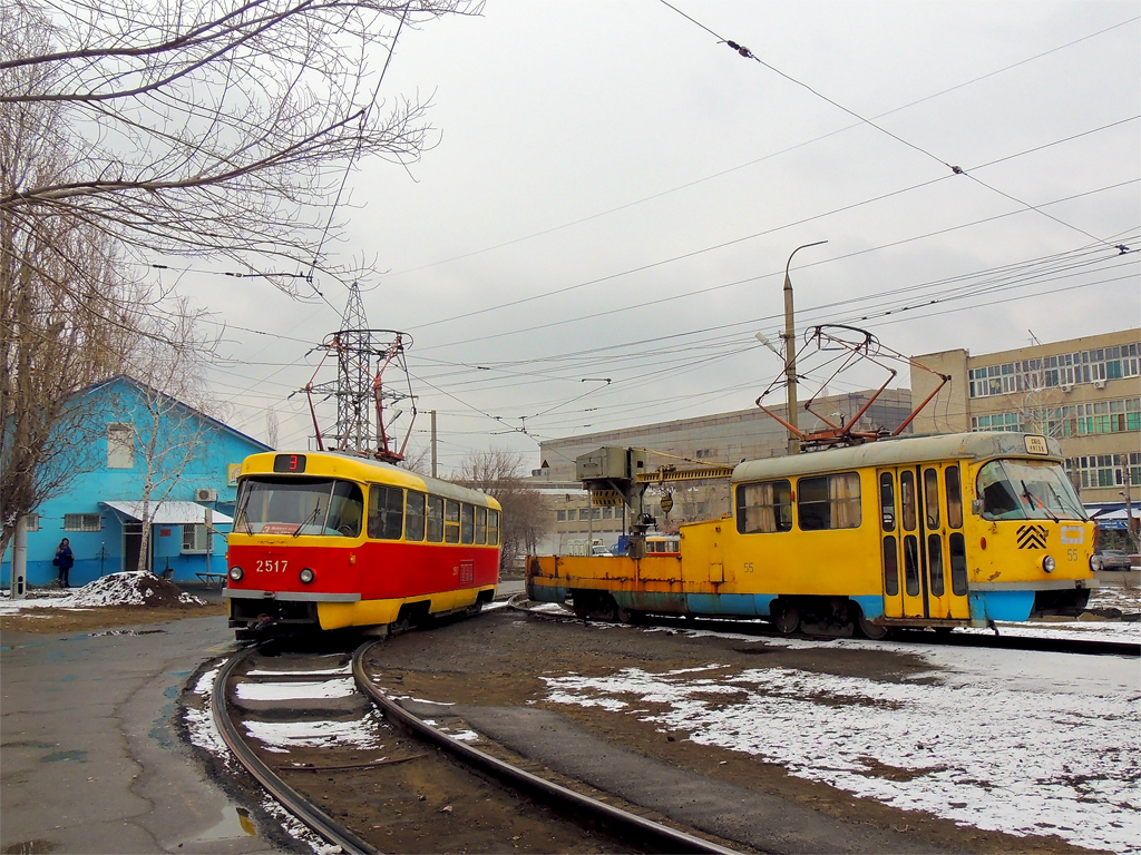 Волгоград, Tatra T3SU (двухдверная) № 2517; Волгоград, Tatra T3SU (двухдверная) № 55