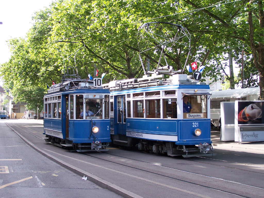 Цюрих, SWS/MFO Ce 2/2 № 2; Цюрих, SWS/MFO Ce 4/4 "Elefant" № 321; Цюрих — 40-летие клуба TMZ, открытие музея Burgwies