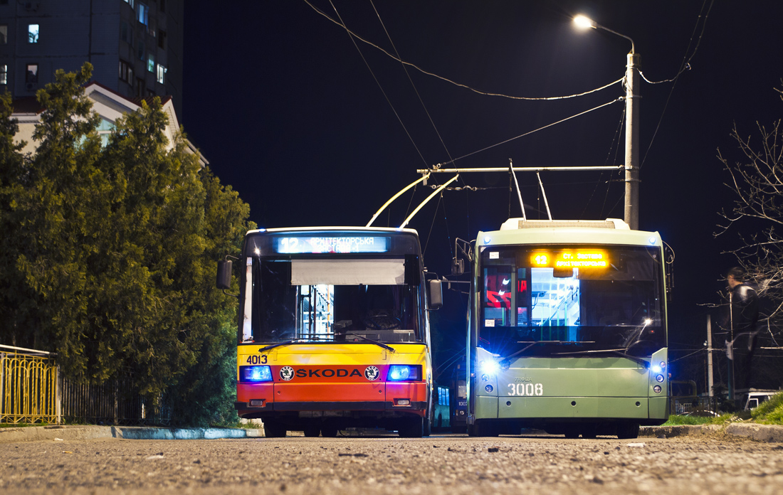 Одесса, Škoda 21Tr № 4013; Одесса, Тролза-5265.00 «Мегаполис» № 3008