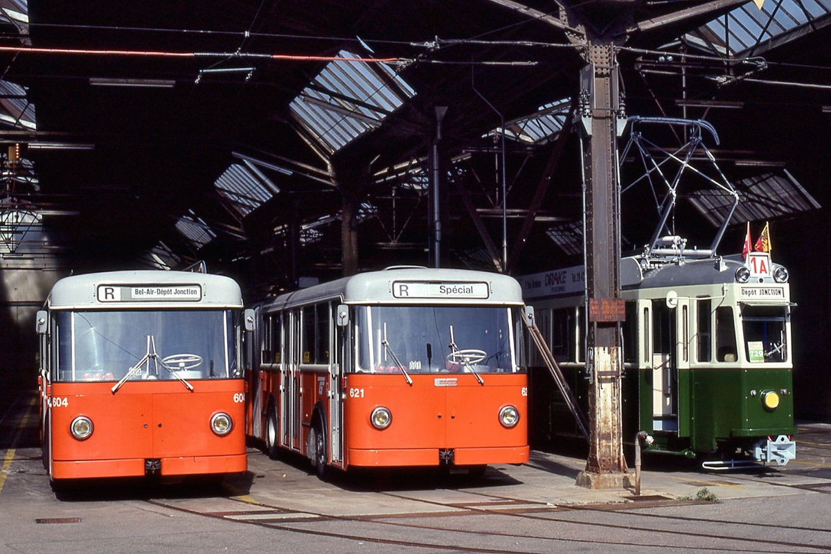 Женева, Berna/SWS/SAAS 4GTP № 604; Женева, Berna/SWS/SAAS 4GTP № 621; Женева, SWP/SAAS Be 4/4 № 729